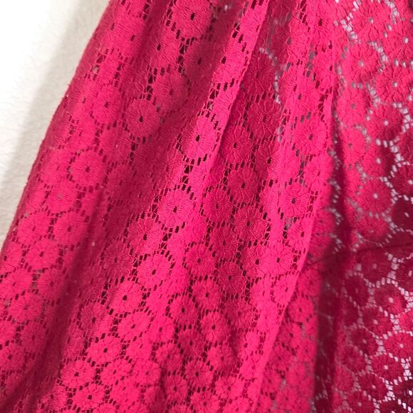 Torrid Rhubarb Mixed Lace High Neck Top Blouse Size 0 Large - Picture 6 of 11